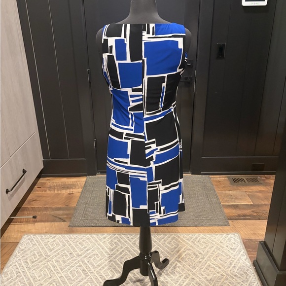 Lauren Ralph Lauren blue black geometric sheath dress size 8 - Picture 4 of 5